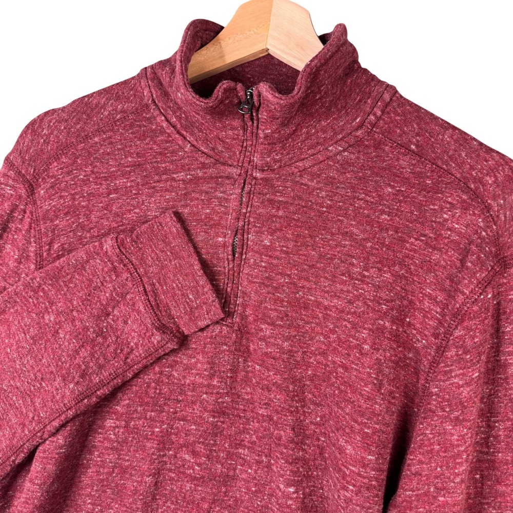 J.Crew Mens AP998 100% Cotton Quarter Zip Pullover Sweater Burgundy Heather M